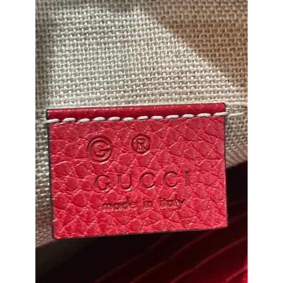 Gucci GG Red Beige Leather Canvas Bree Small Messenger Crossbody Bag Purse Italy - Picture 15 of 16